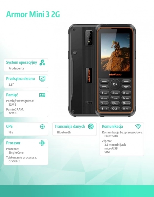 Armor Mini 3 2G Mobile Phone Black