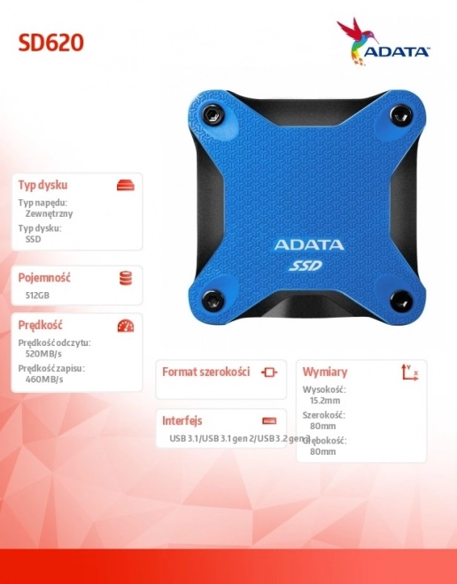 External SSD ADATA SD620 512GB Blue