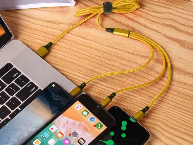 3in1 usb kabel für telefon lightning kabel iphone micro usb typ-c 1.2 m – Gelb