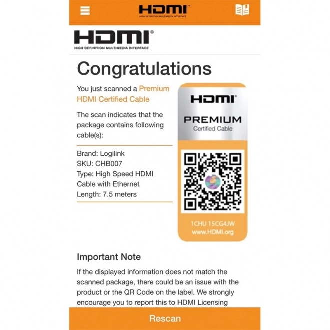 Ultra HD HDMI kábel 7.5m Prémium
