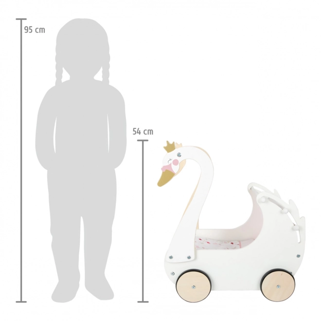 Passeggino in legno per bambini Cigno