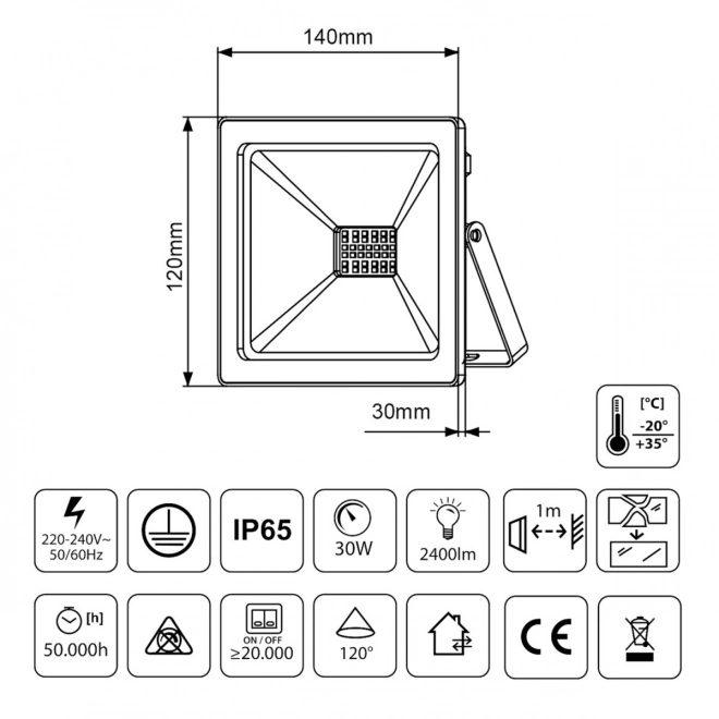 LED Floodlight Slim 30W