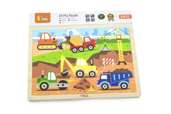 Fa puzzle Építőipari gépek 24 darabos