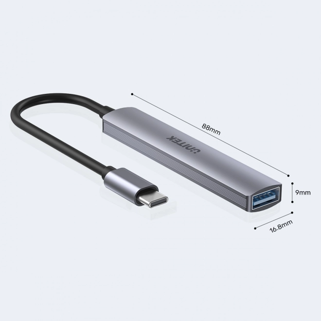 Aluminum USB-C Hub with 1 USB 3.0 and 3 USB 2.0 Ports