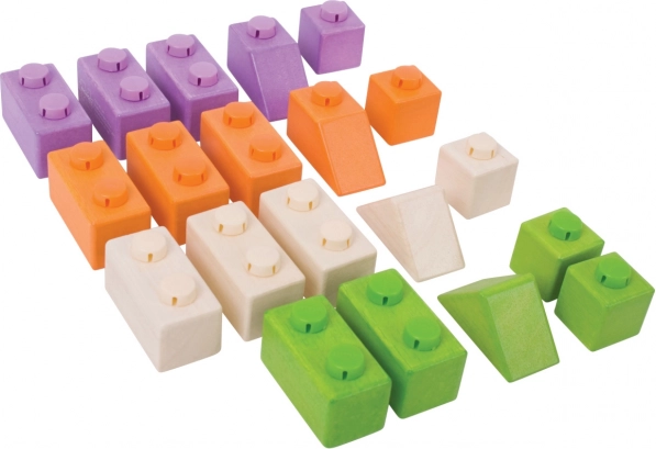 Wooden blocks with plastic connectors