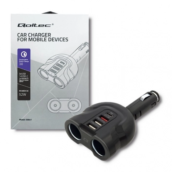 Car Cigarette Lighter Splitter with USB Ports