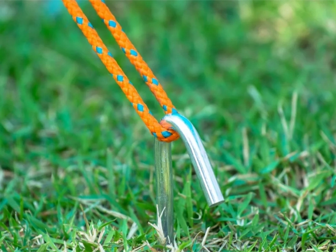 Picchetti da tenda in acciaio 31cm con ganci e anelli