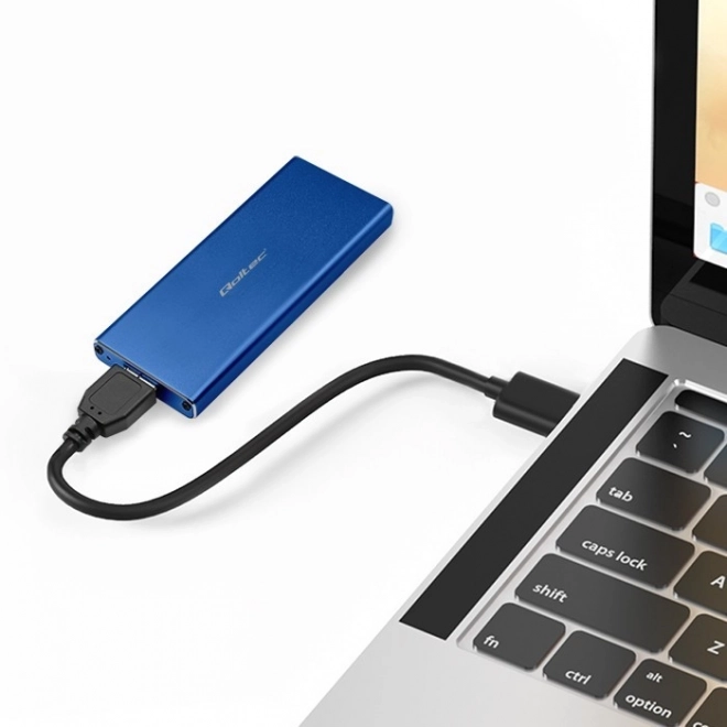 Blue Aluminum SSD Enclosure for M.2 SATA/NGFF Drives 2TB USB 3.0