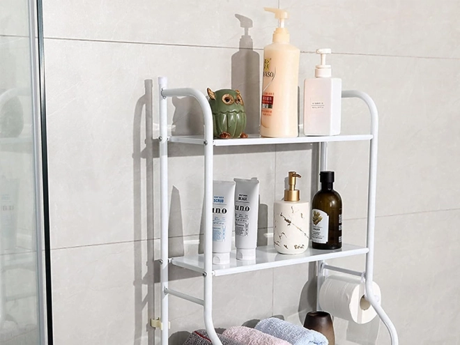 Over-the-Washer Bathroom Shelf with Laundry Stand
