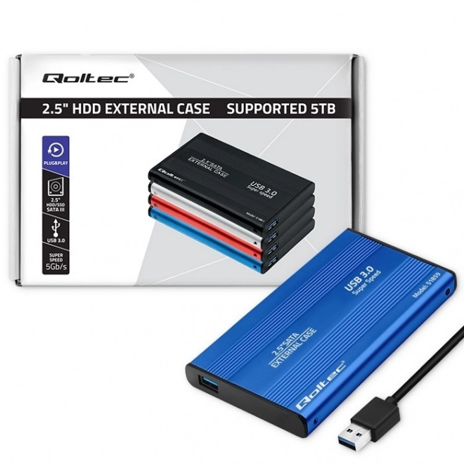 External Case for HDD/SSD 2.5" SATA3 USB 3.0 Blue