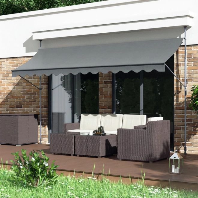 Adjustable Balcony Sunshade with Hand Crank Grey