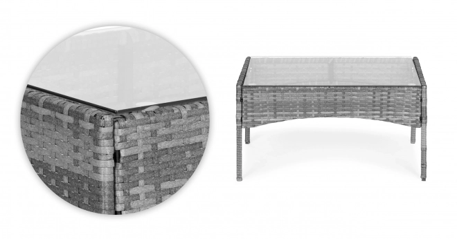 Artificial Rattan Garden Furniture Set - Bench, Table, Grey Chairs MultiGarden