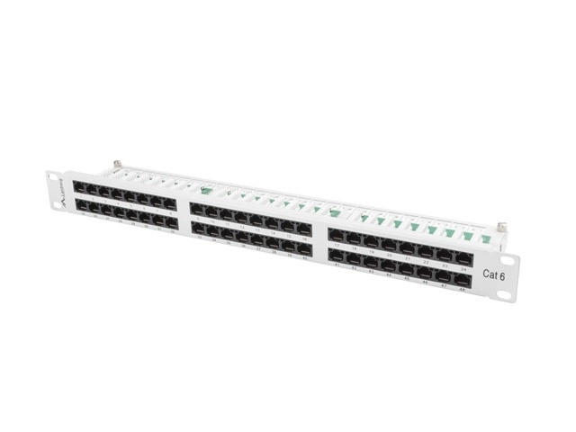 Grey 48-Port 1U Category 6 Patch Panel