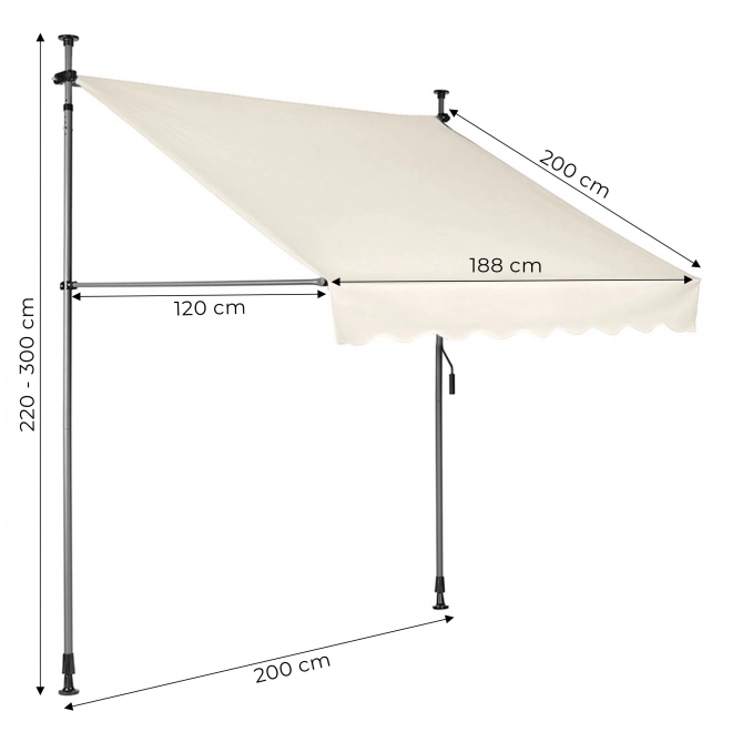 Height Adjustable Waterproof Balcony Awning with Manual Crank