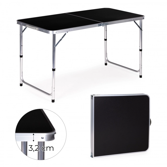 Tourist table folding camping table black top 120 x 60 cm