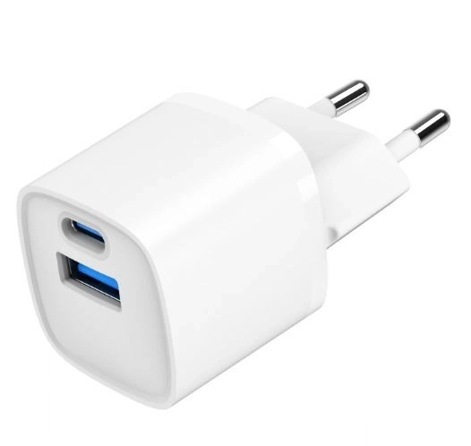 Mini nabíjačka USB-A USB-C 20W PD QC3.0 biela