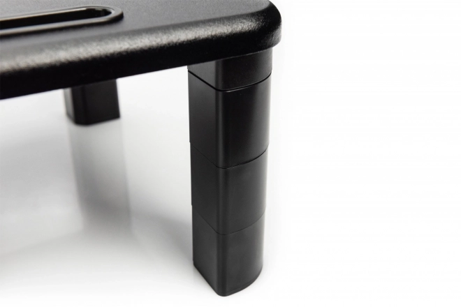 Support de moniteur réglable en hauteur avec plateau en bois noir