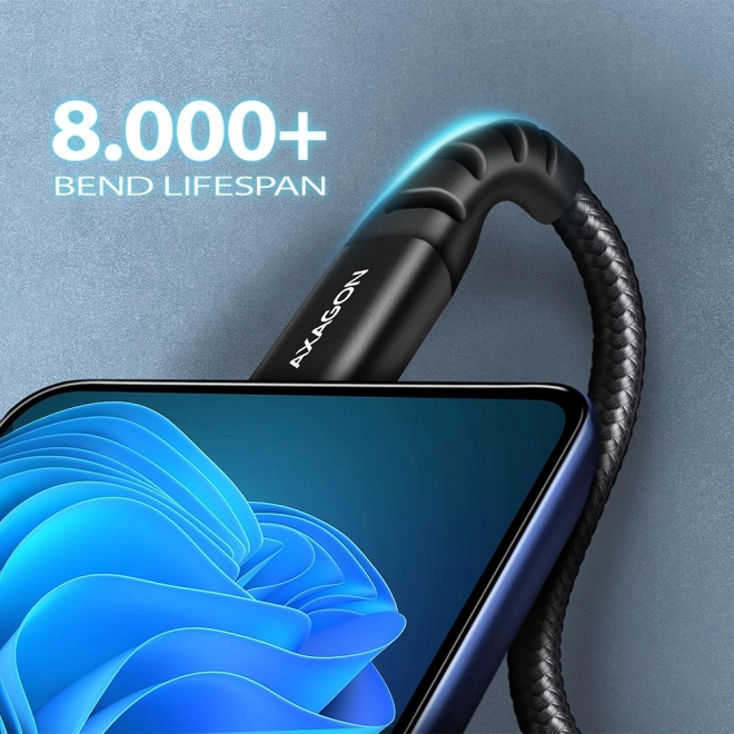 Cavo USB-C per dati e ricarica 2m nero con oplot