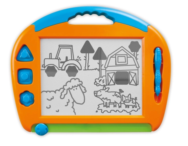 3 magnetic stamps and a stylus on a cord