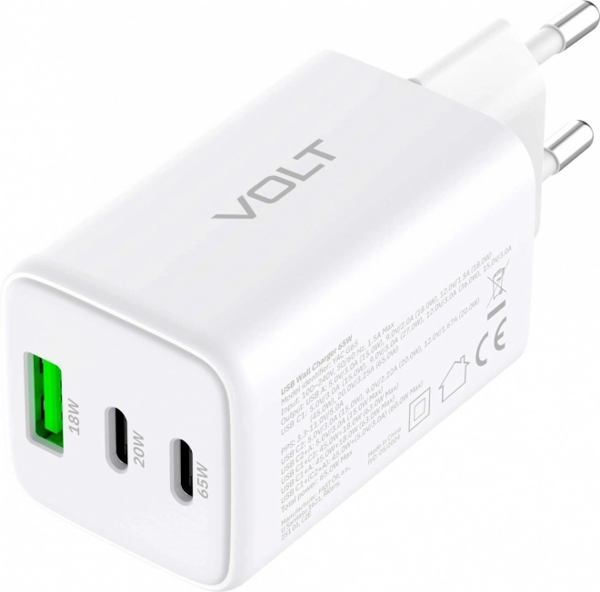Mains charger with 3 USB and 65W Power Delivery
