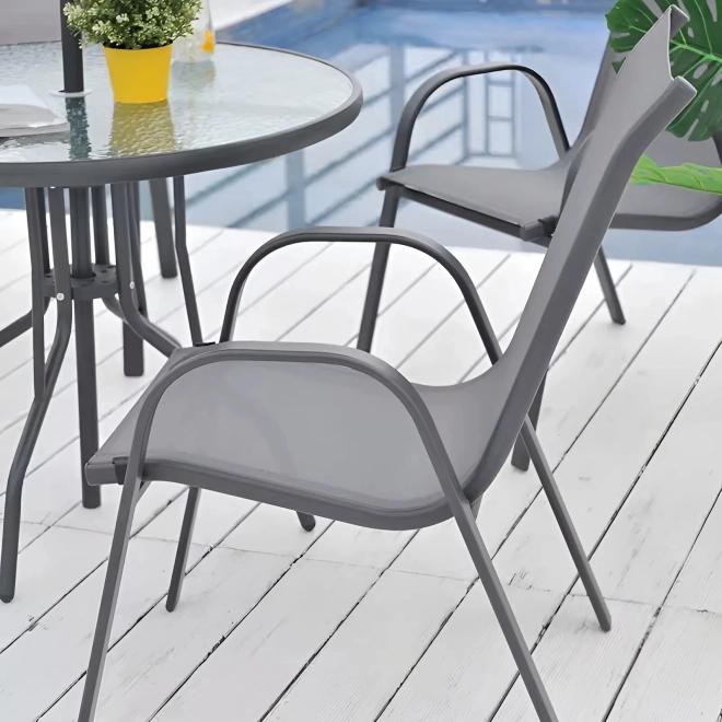 Set of 4 Garden Chairs for Terrace or Balcony Gray MultiGarden