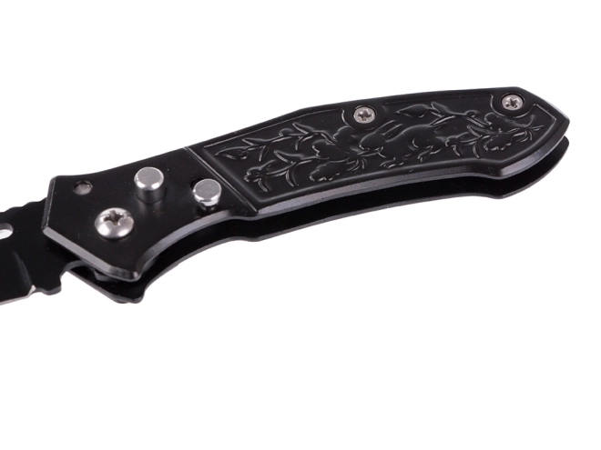 Couteau en acier pliant orné