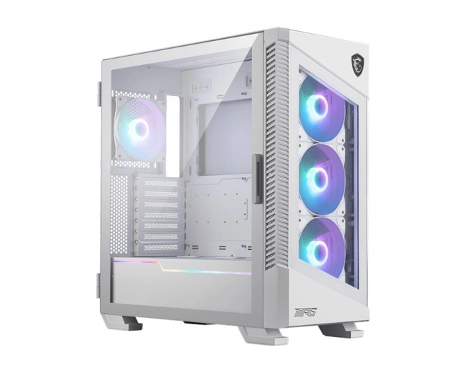 White gaming pc case with tempered glass