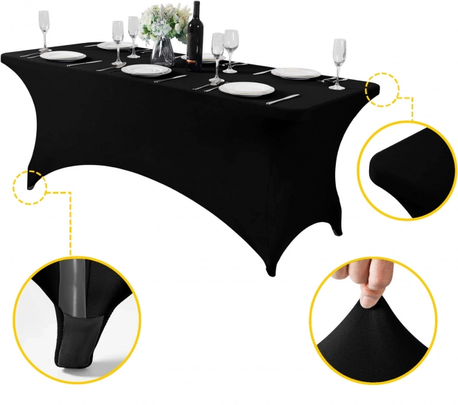Housse élastique universelle pour table de restauration 180 cm noire