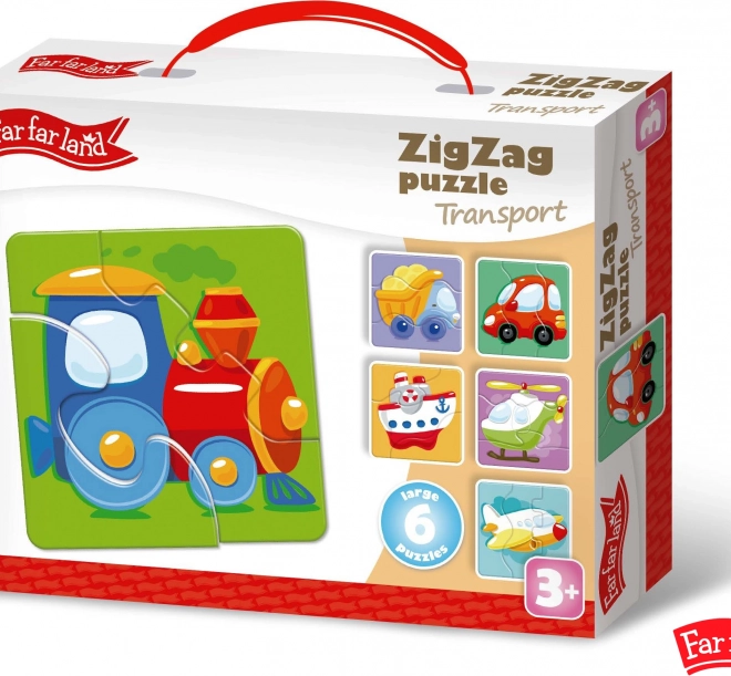 Far Far Land Puzzle ZigZag Dopravní motiv s 6 obrázky