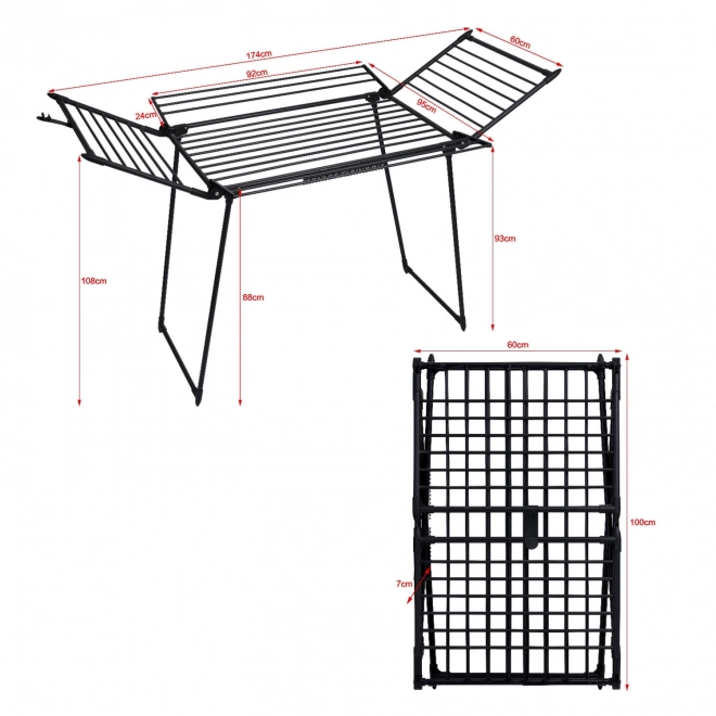Standing Clothes Dryer with Folding Design, 25 meters, Black