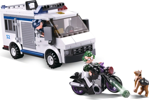 Motorrad des Diebs und Polizeihund
