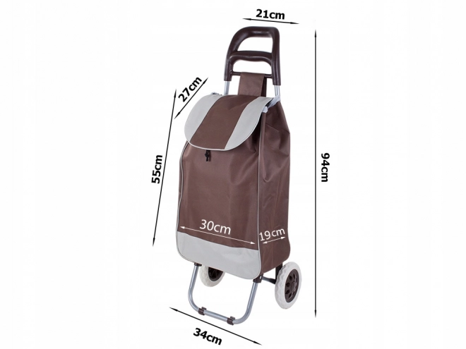 Brown Foldable Shopping Trolley with Wheels