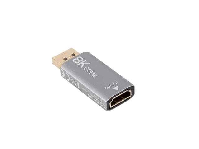 8K Silver DisplayPort to HDMI Adapter