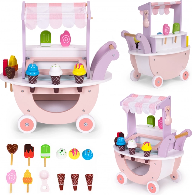 Chariot en bois pour glace pour enfants 12 pièces