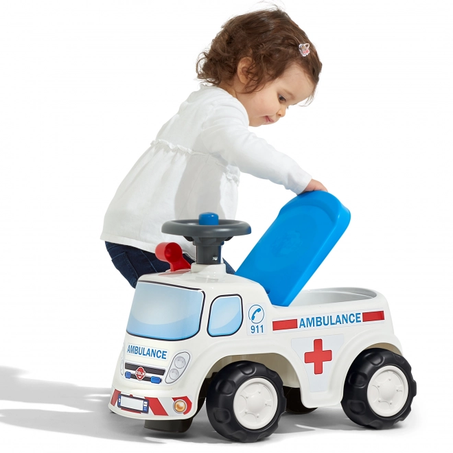 Ambulanza cavalcabile con sedile apribile e clacson