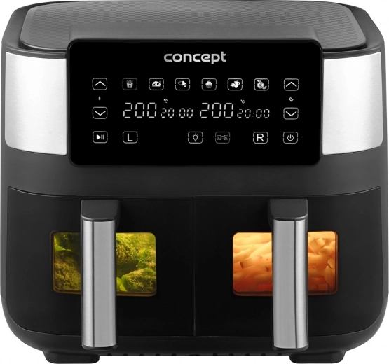 Two baskets, double 8 L capacity