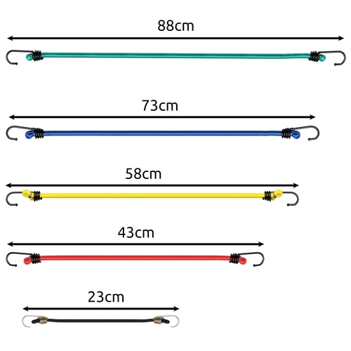 Elastic luggage straps with hooks, 12 pcs