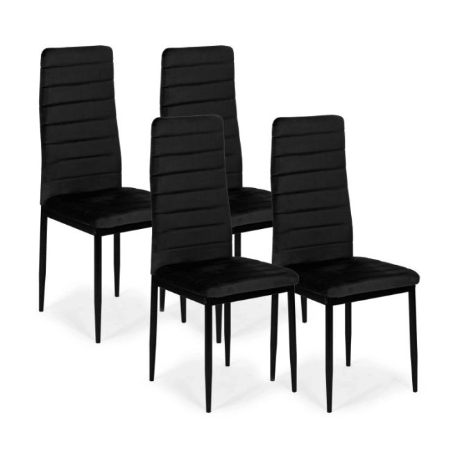 Black velvet chairs with shaped backrest - set of 4 pieces