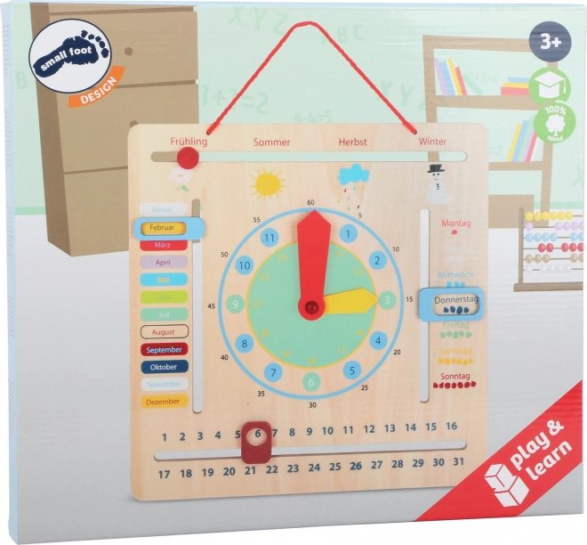 Educational Calendar with Clock for Children in German