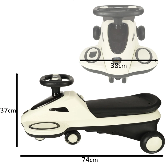 Children's ride-on with light-up wheels and music – White
