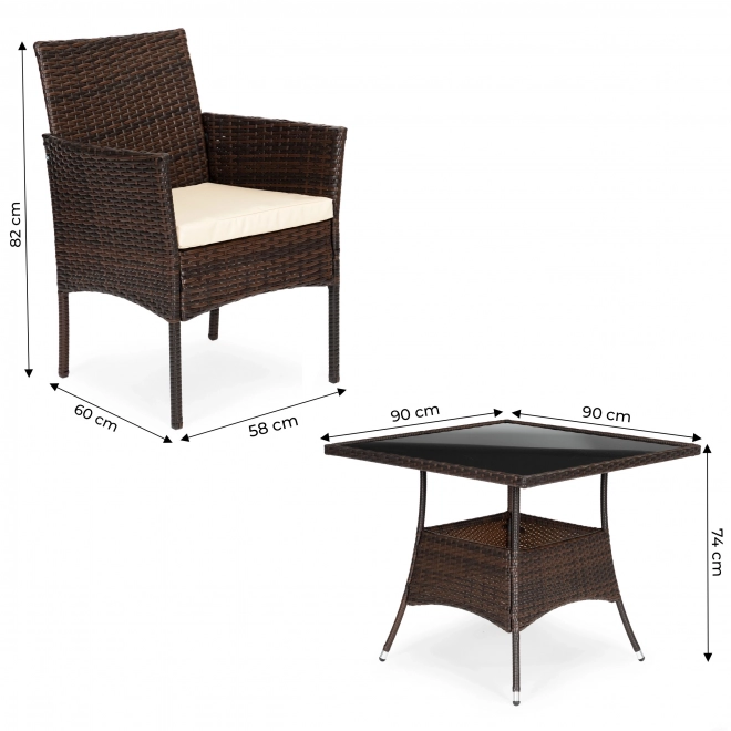 Garden Rattan Furniture PREGASIO with 4 Chairs and Table with Glass Top