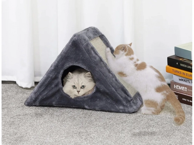 Triangular Cat Scratcher and House with Ball