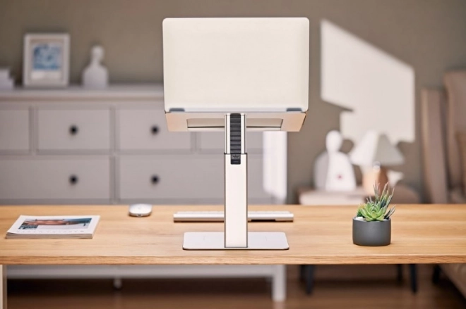 Silver laptop stand with adjustable height for 15.6 inch notebooks