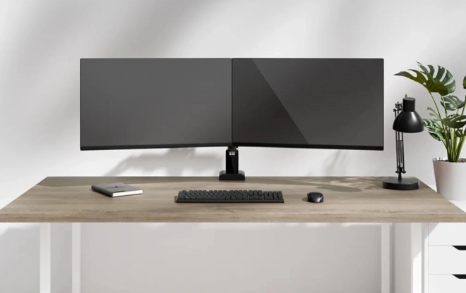 Adjustable dual monitor arm