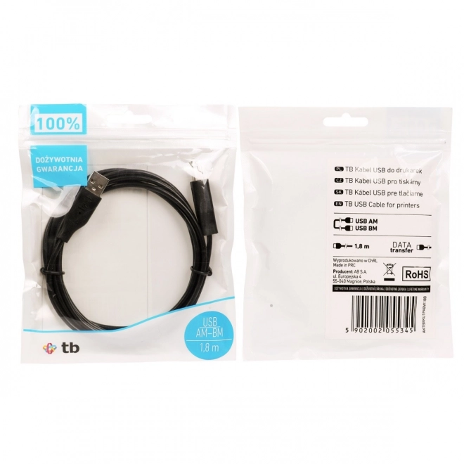 Universal Black USB Extension Cable 1.8m