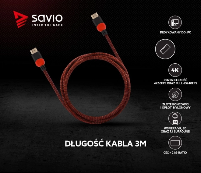 Cavo HDMI 2.0 rosso-nero 3 m