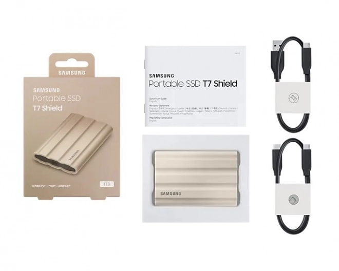 External SSD Samsung T7 Shield 1TB USB 3.2, beige