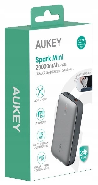 Mini power bank Aukey with 20000mAh capacity and fast charging QC 3.0