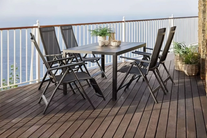 Set of Folding Garden Chairs with Adjustable Backrest