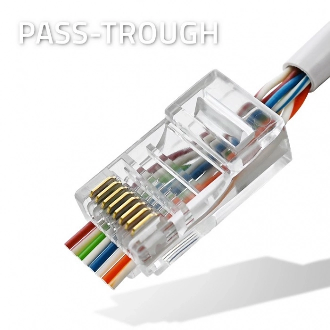 Pass-Through Connector RJ45 CAT5e UTP Gold-Plated Contacts 100 Pieces